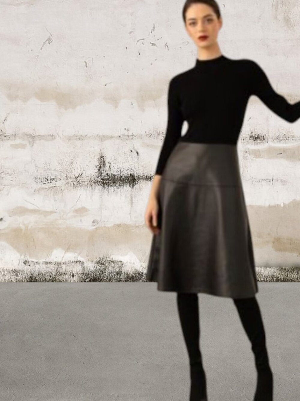 T Tahari 3/4 Sleeve Mock Neck Faux Leather Dress Size XS